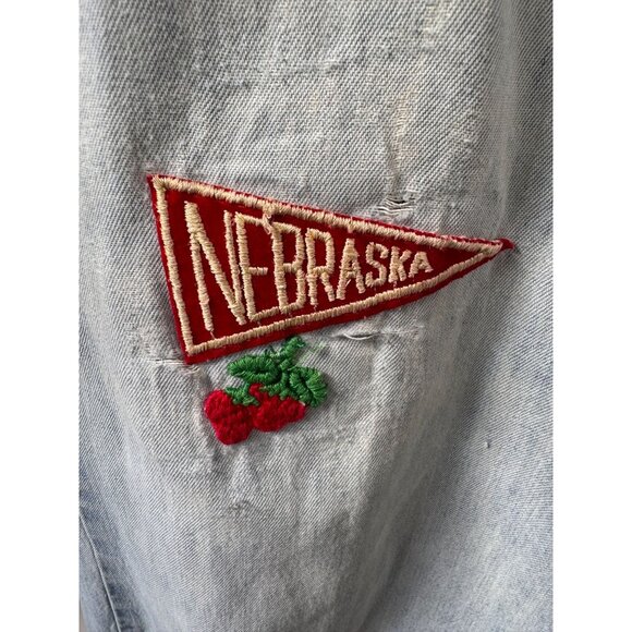 Vintage Oxmoor Light Wash Denim Pants Womens Size 9 Embroidered Hand Patch Wide - Picture 7 of 16